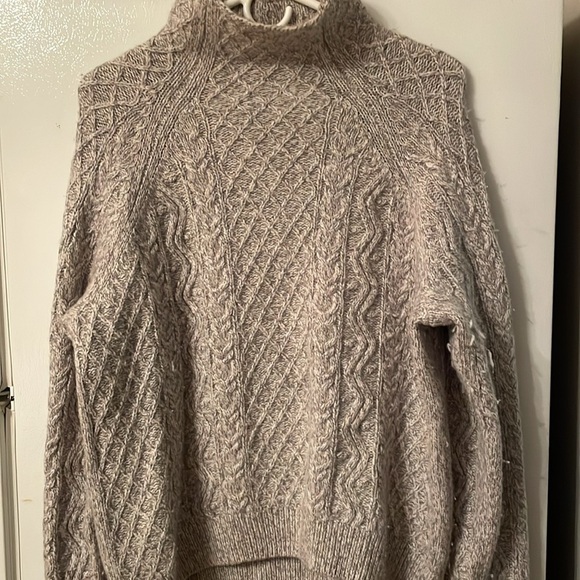 VINCE Medium Merino Wool Cashmere Blend Cable Knit Mock Sweater - Picture 2 of 12